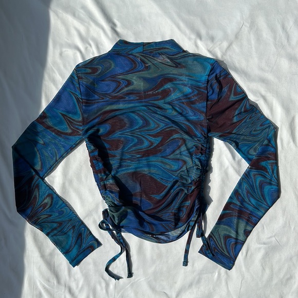 Blue/green wavy sheer shirt - L - Picture 2 of 3